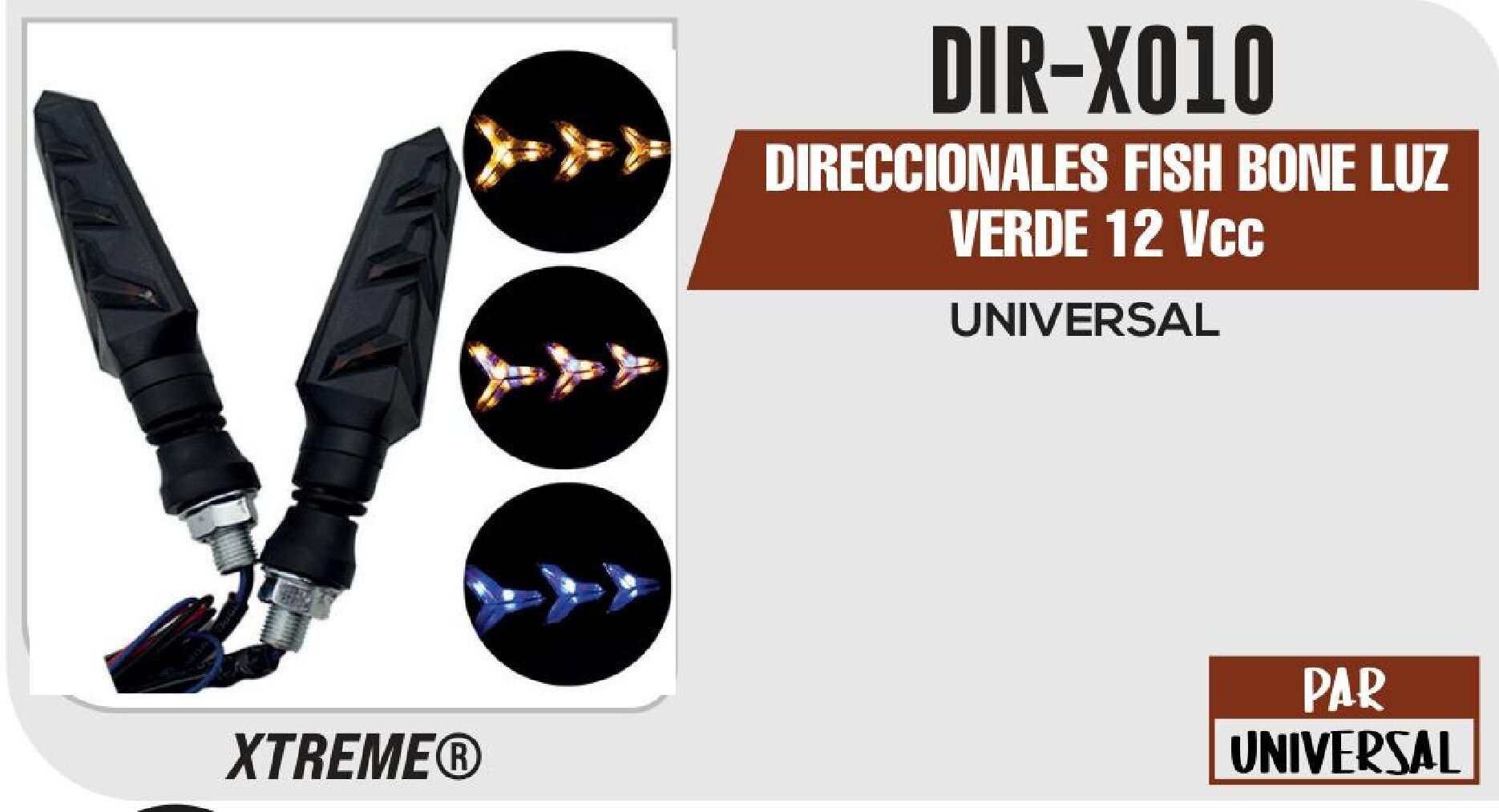 DIRECCIONALES FISH BONE LUZ VERDE 12 VCC  DIR-X010