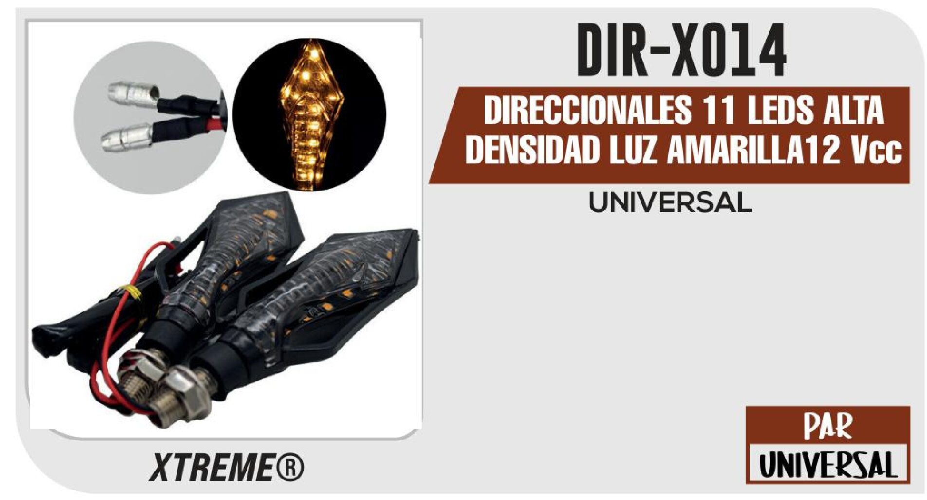DIRECCIONALES 11 LEDS ALTA DENSIDAD LUZ AMARILLA12 VCC  DIR-X014