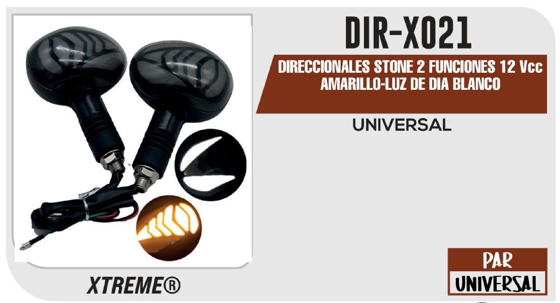 DIR-X021 DIRECCIONALES STONE 2 FUNCIONES 12 VCC AMARILLO-LUZ DE DIA BLANCO DIR-X021