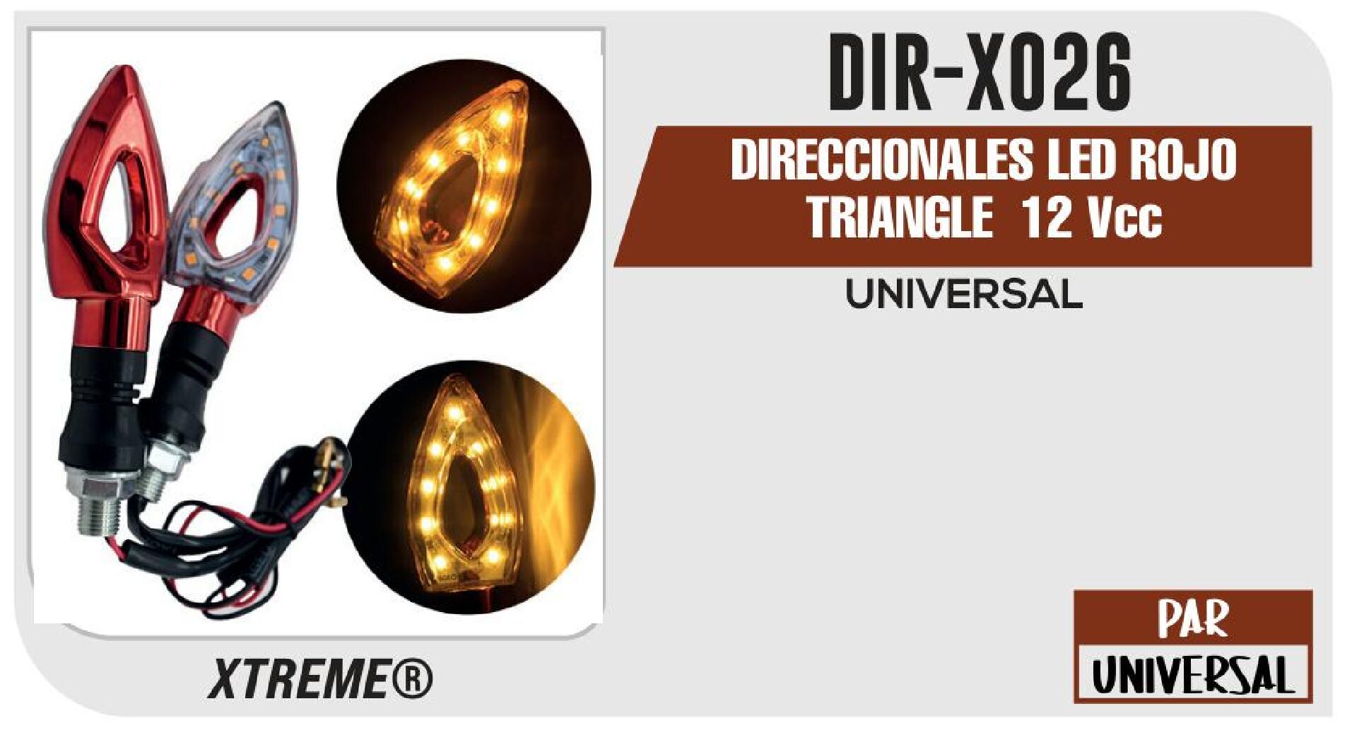 DIRECCIONALES LED ROJO TRIANGLE 12 Vcc  DIR-X026