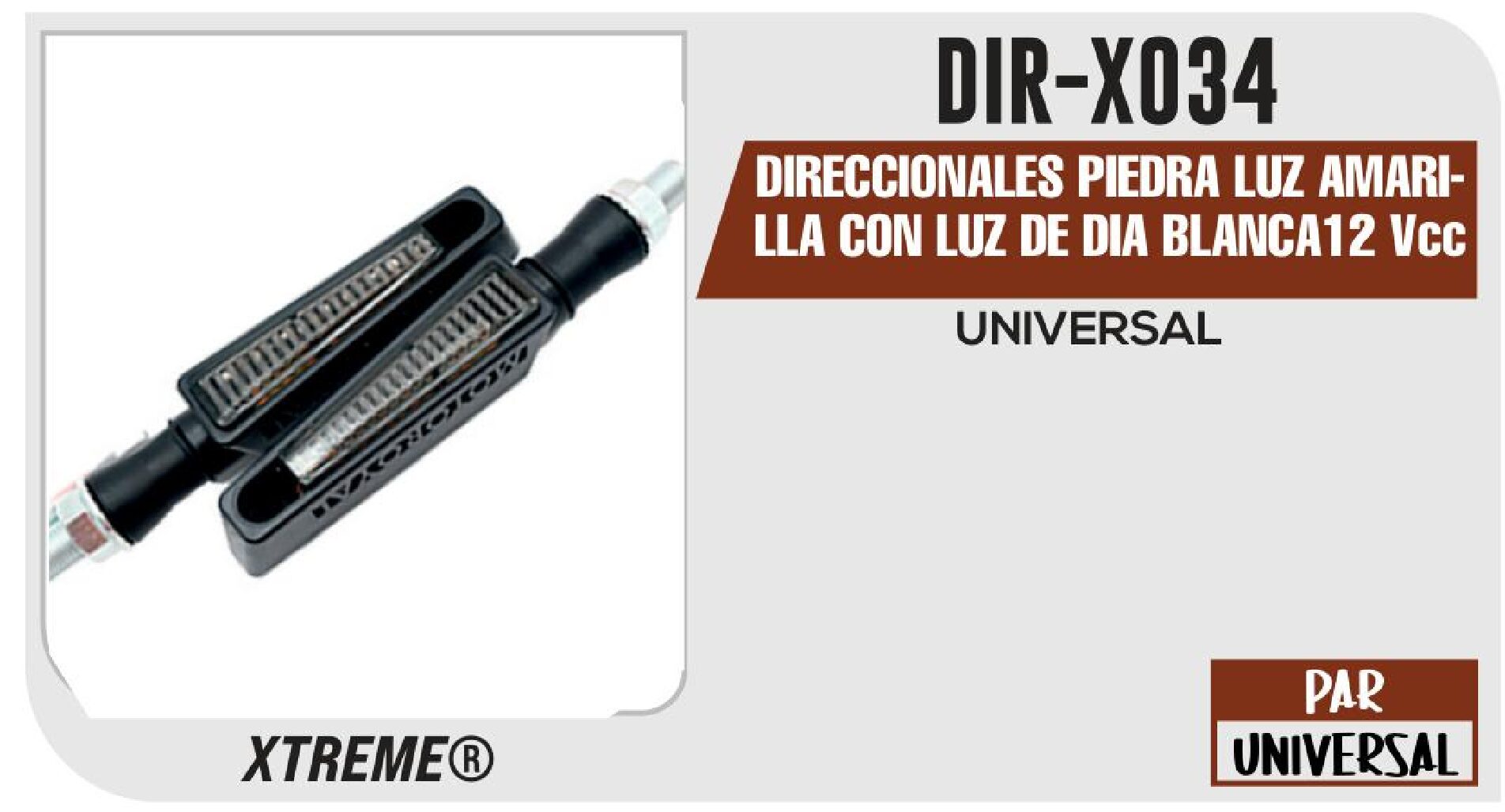 DIRECCIONALES PIEDRA LUZ AMARILLA CON LUZ DE DIA BLANCA12 Vcc BASE GOMA  DIR-X034