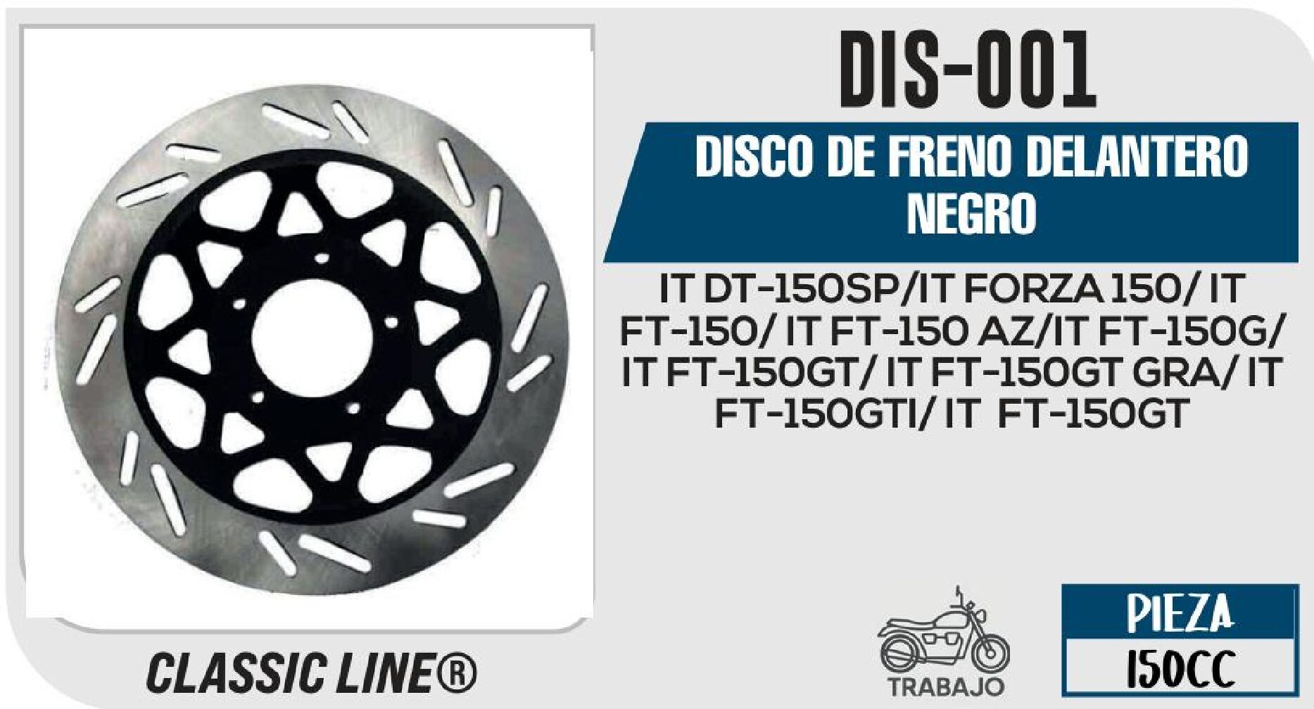 DISCO DE FRENO DELANTERO NEGRO  DIS-001