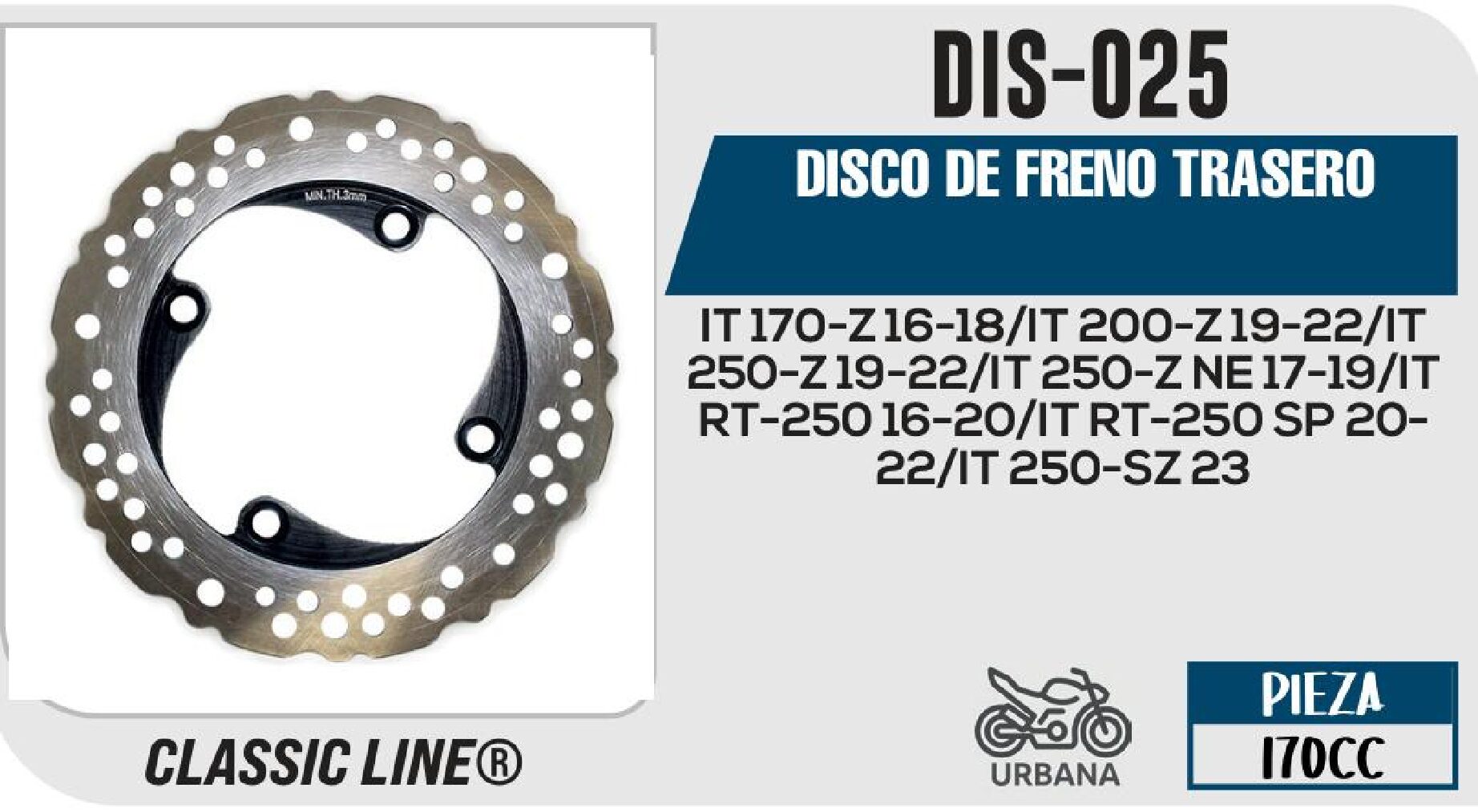 DISCO DE FRENO TRASERO  DIS-025