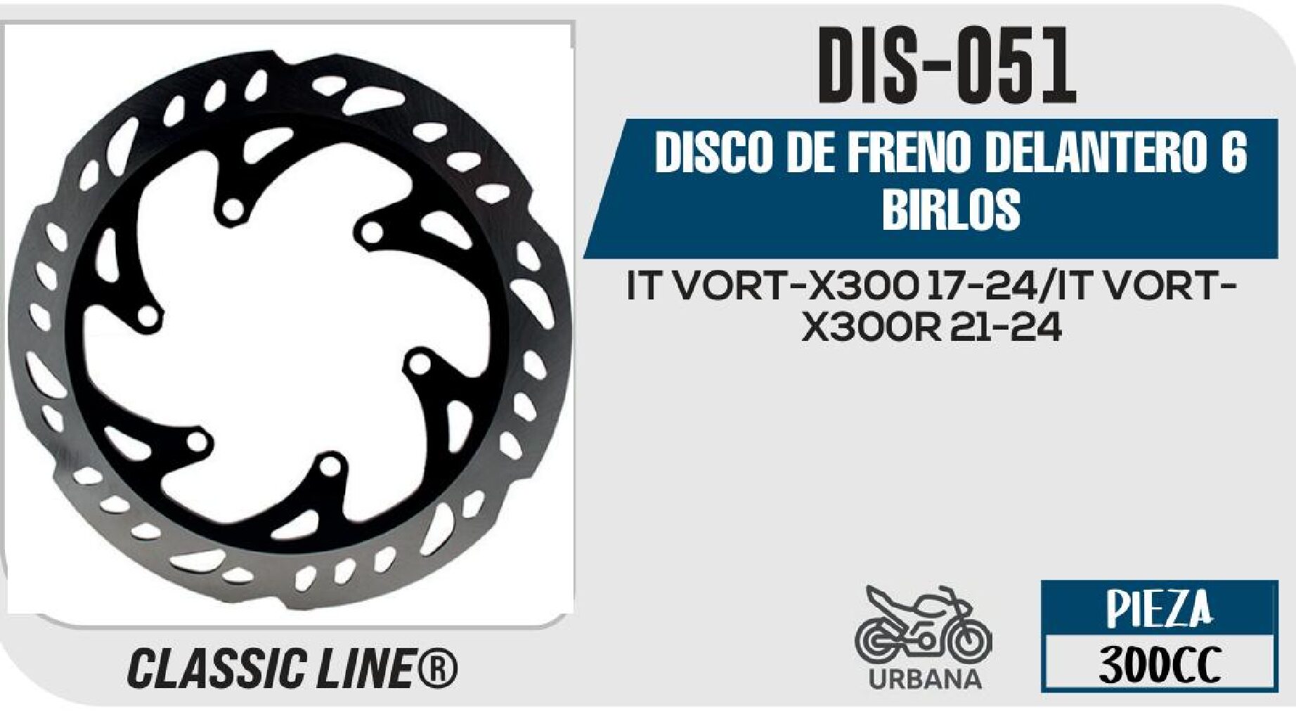 DIS-051 DISCO DE FRENO DELANTERO 6 BIRLOS DIS-051