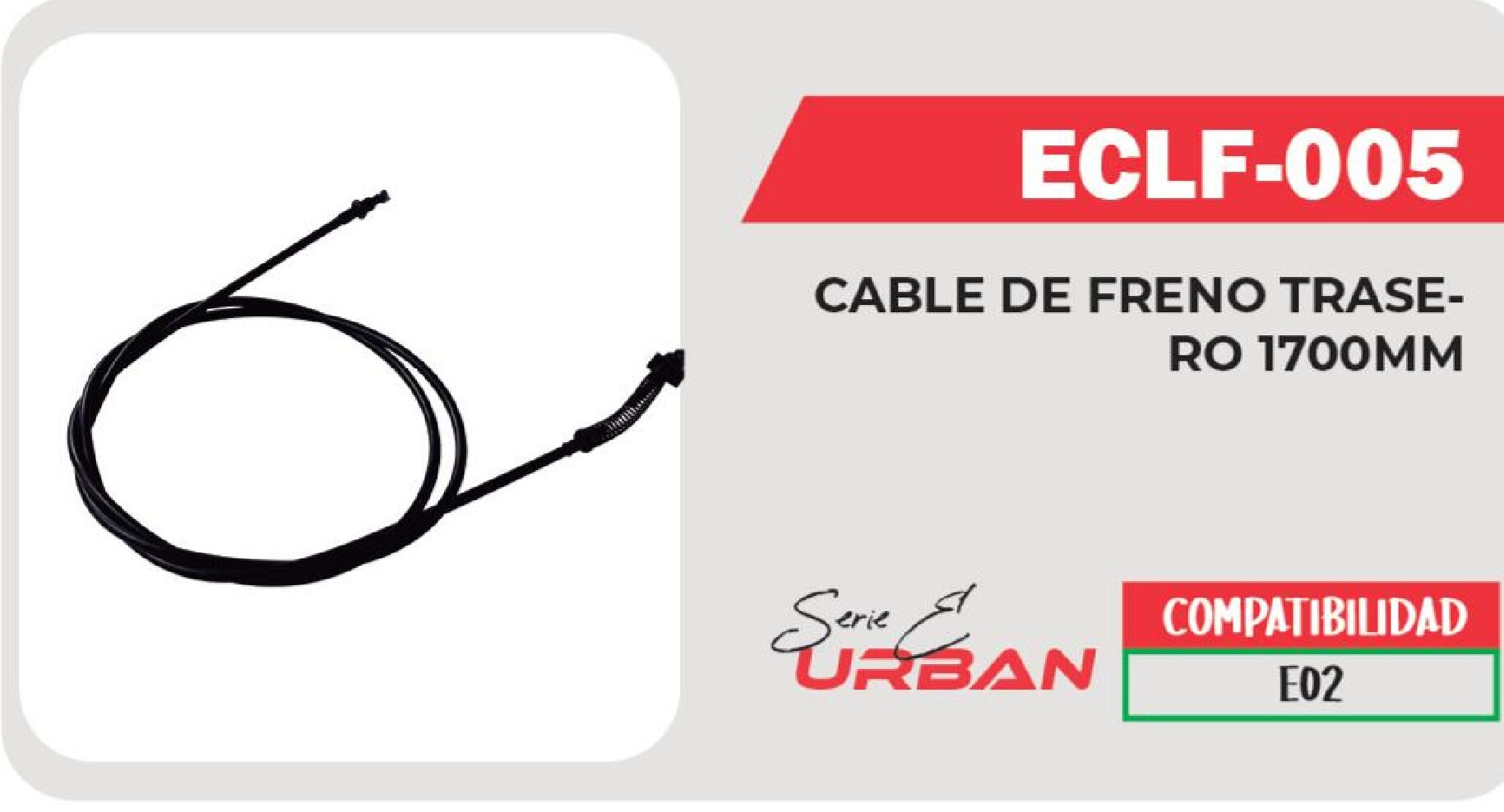 CABLE DE FRENO TRASERO 1700 mm  ECLF-005