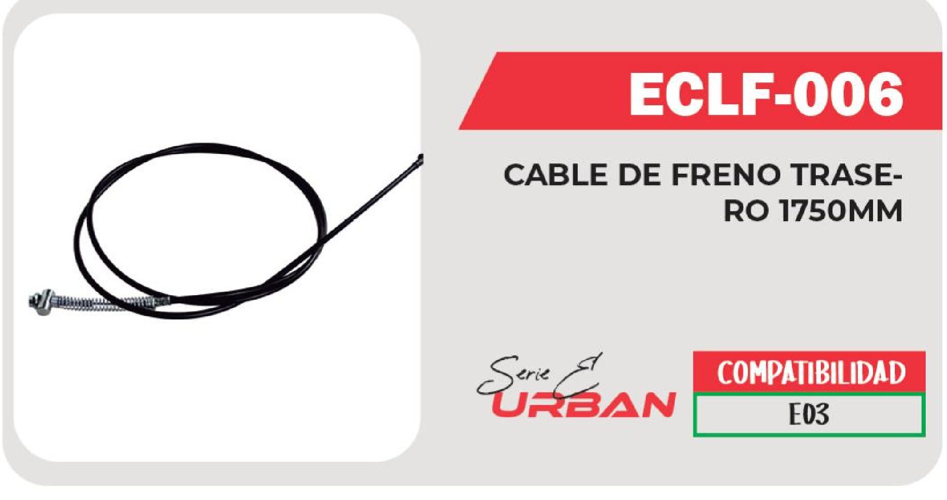 CABLE DE FRENO TRASERO 1750 mm  ECLF-006