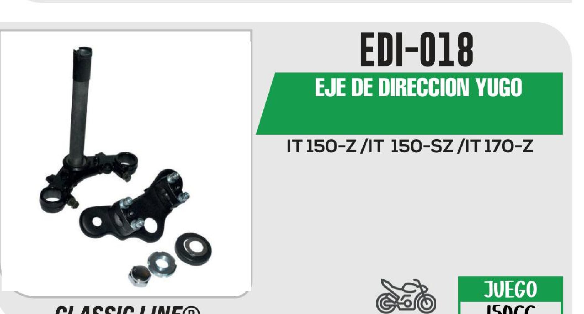 EJE DE DIRECCION YUGO CON BASE DE MANUBRIO  EDI-018