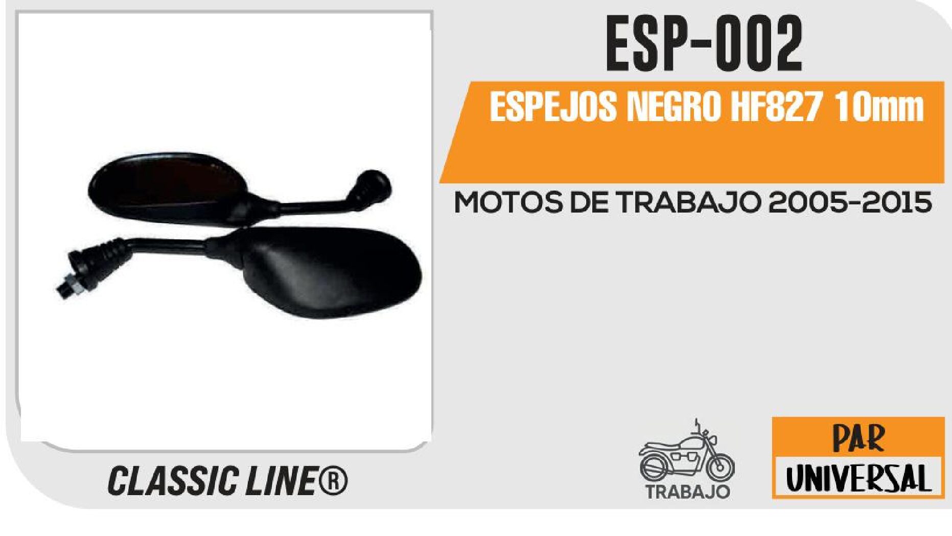 ESPEJOS NEGRO HF827 10mm / ESP-002