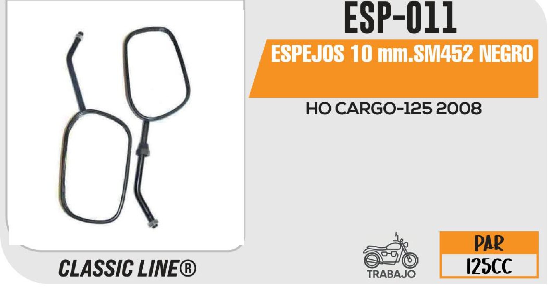 ESPEJOS 10 mm.SM452 NEGRO / ESP-011