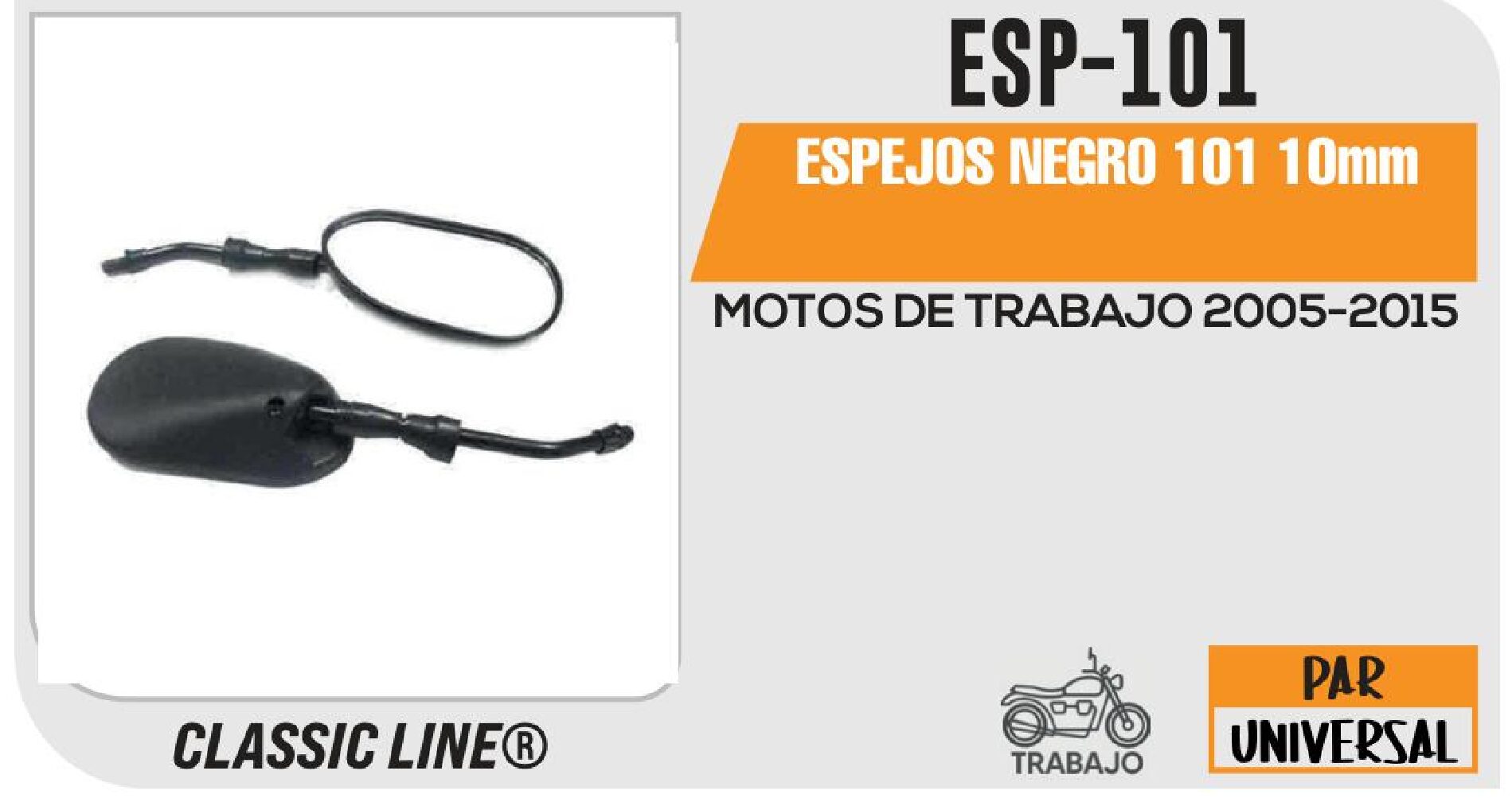 ESPEJOS NEGRO 101 10mm / ESP-101
