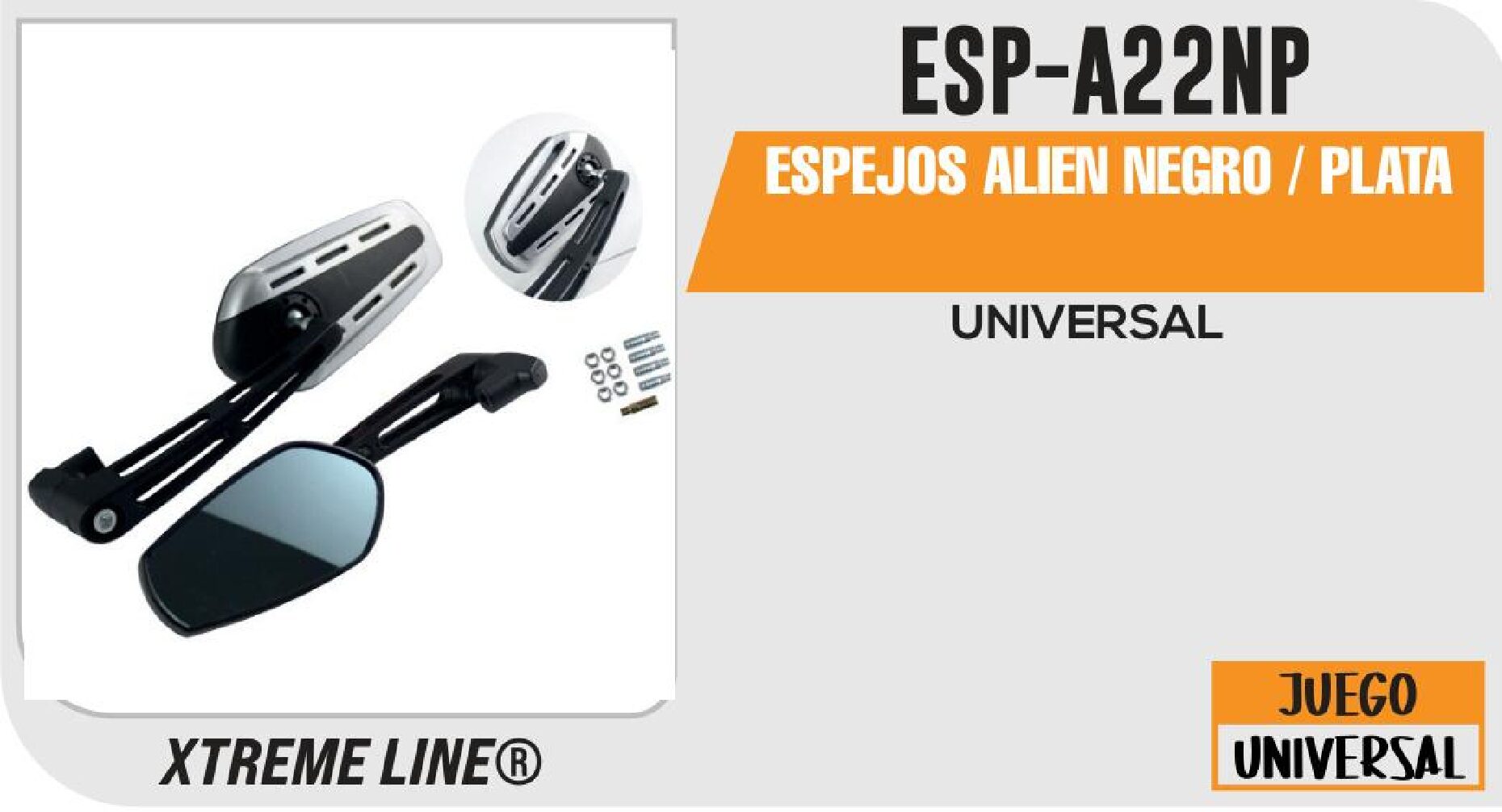 ESPEJOS ALIEN NEGRO / PLATA / ESP-A22NP