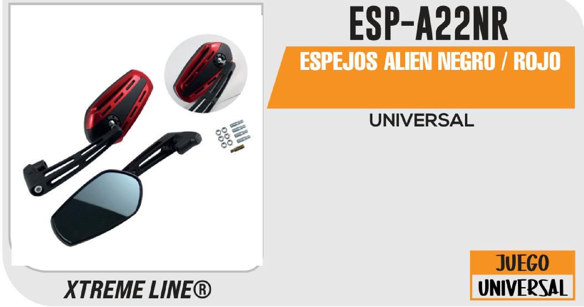 ESPEJOS ALIEN NEGRO / ROJO / ESP-A22NR