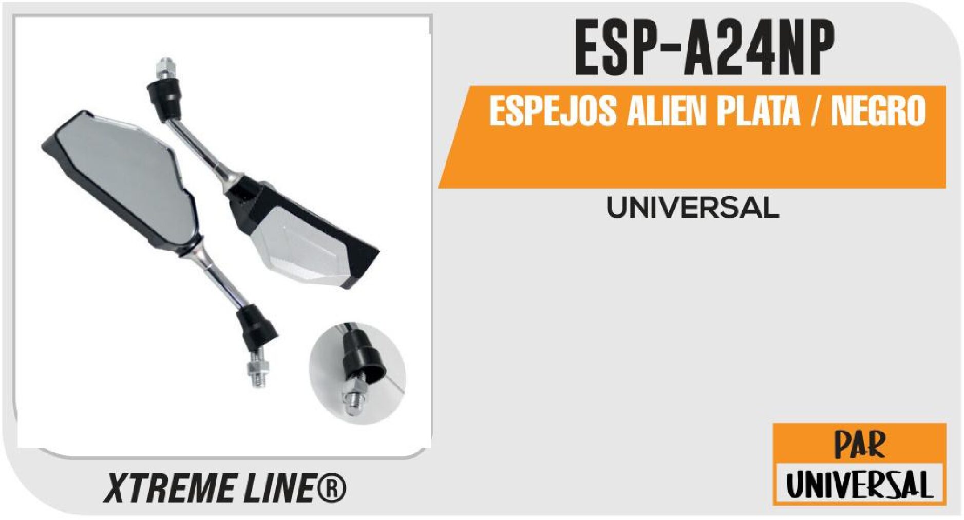 ESPEJOS ALIEN PLATA / NEGRO / ESP-A24NP