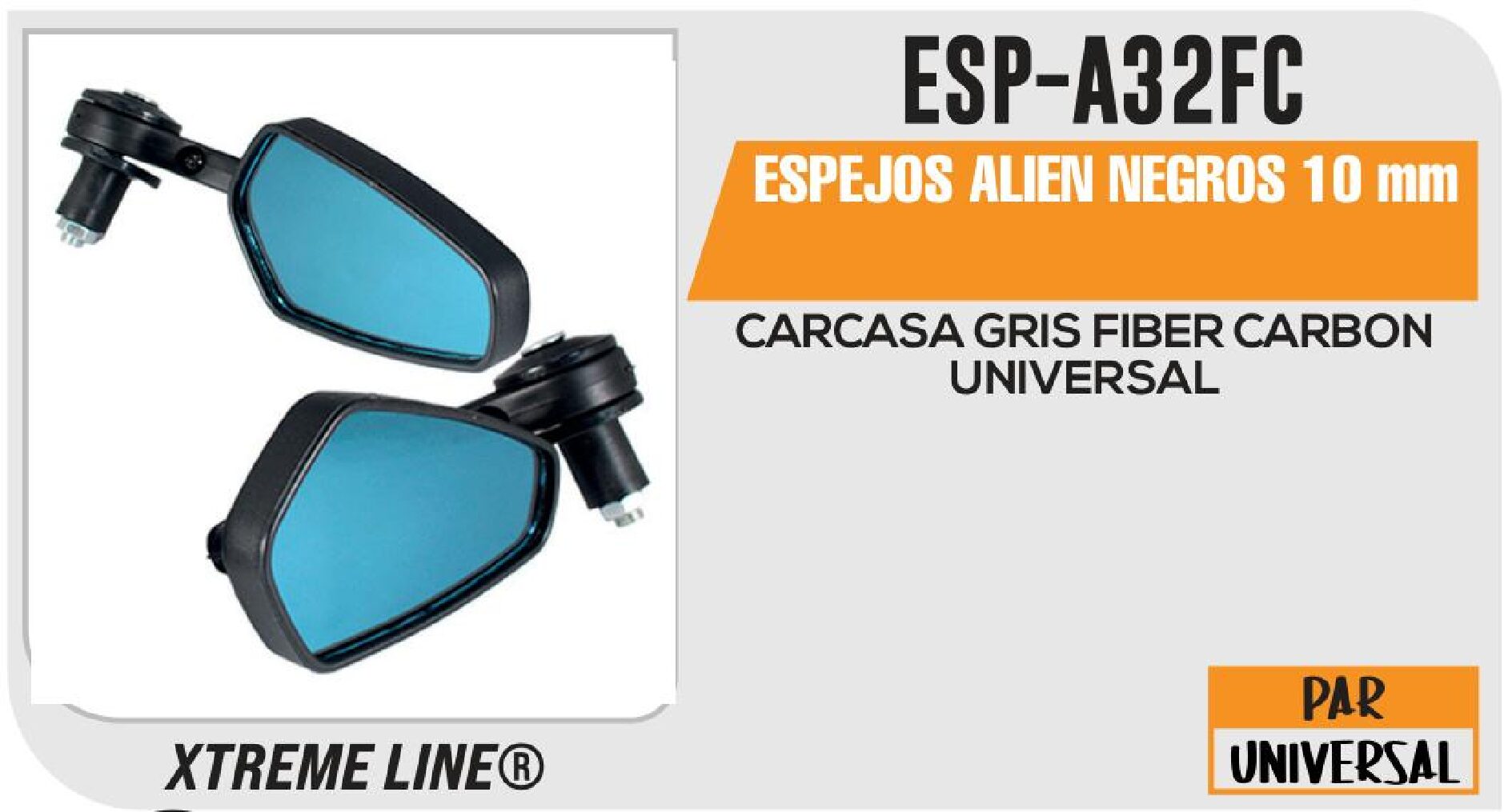 ESPEJOS ALIEN NEGROS 10 mm / ESP-A32FC