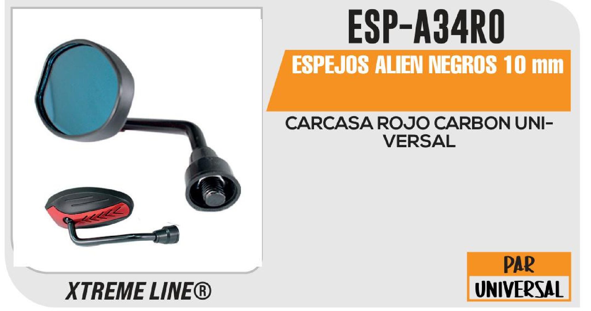 REGALO - ESPEJOS ALIEN NEGROS 10 MM / ESP-A34RO