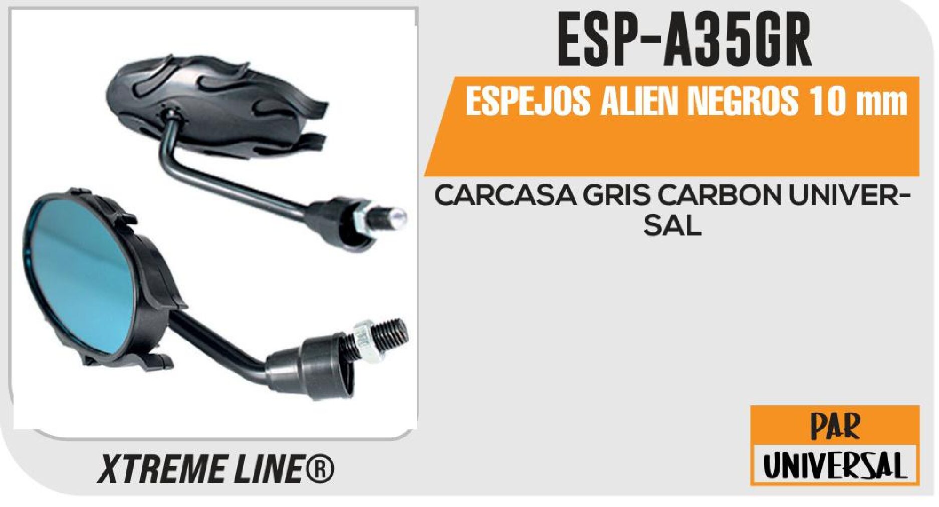 REGALO - ESPEJOS ALIEN NEGROS 10 MM / ESP-A35GR