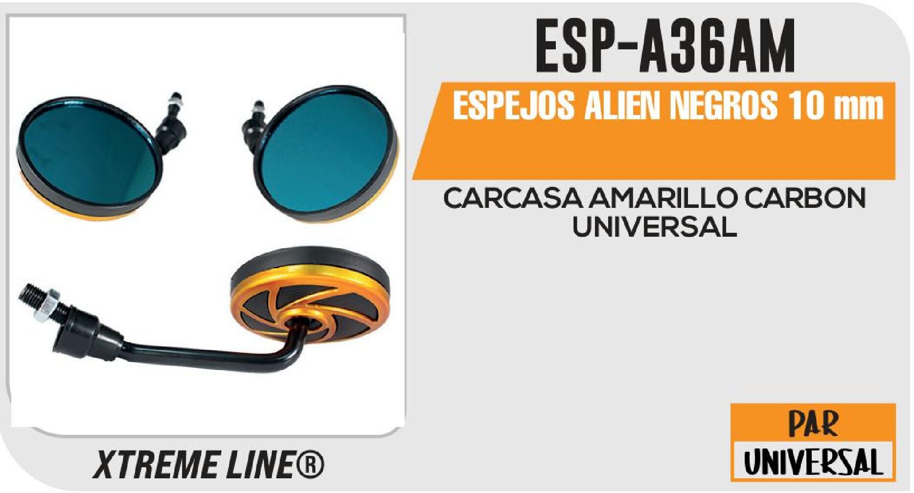 ESPEJOS ALIEN NEGROS 10MM / ESP-A36AM
