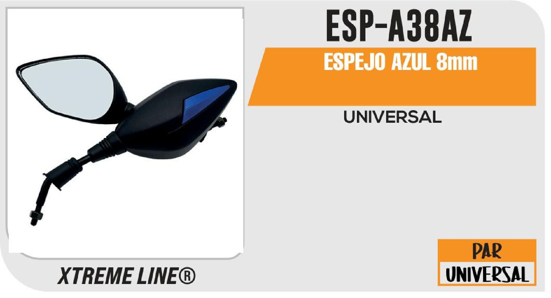 ESPEJO AZUL 8mm / ESP-A38AZ