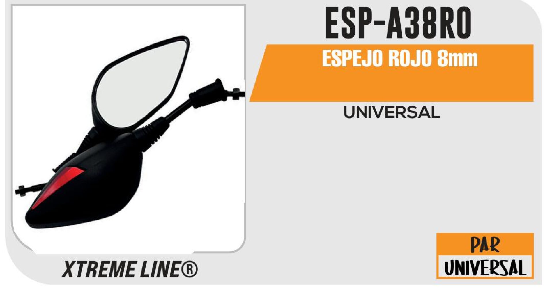 ESPEJO ROJO 8MM / ESP-A38RO
