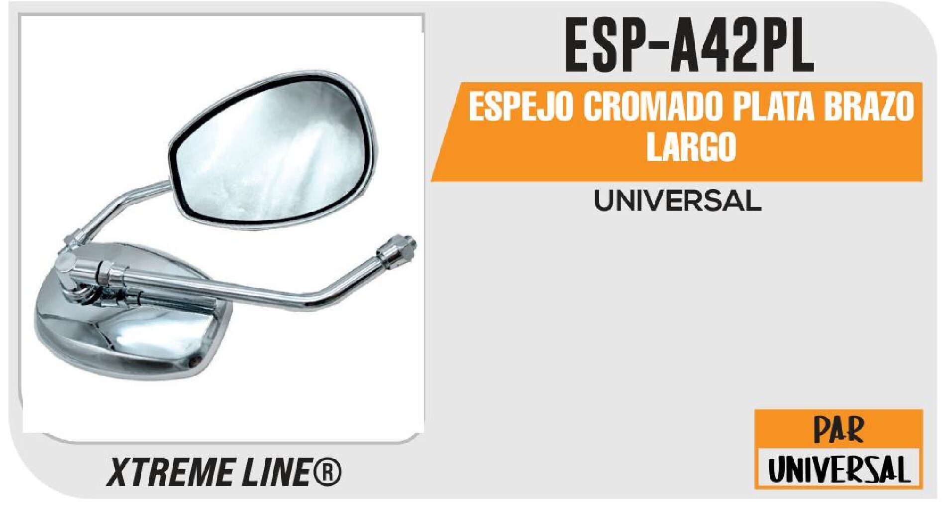 REGALO - ESPEJO CROMADO PLATA BRAZO LARGO / ESP-A42PL