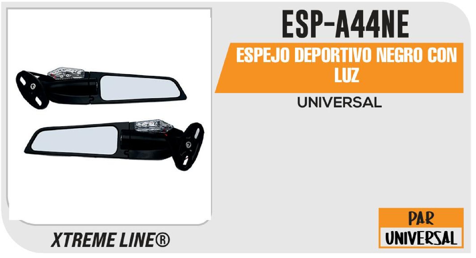 ESPEJO DEPORTIVO NEGRO CON LUZ / ESP-A44NE