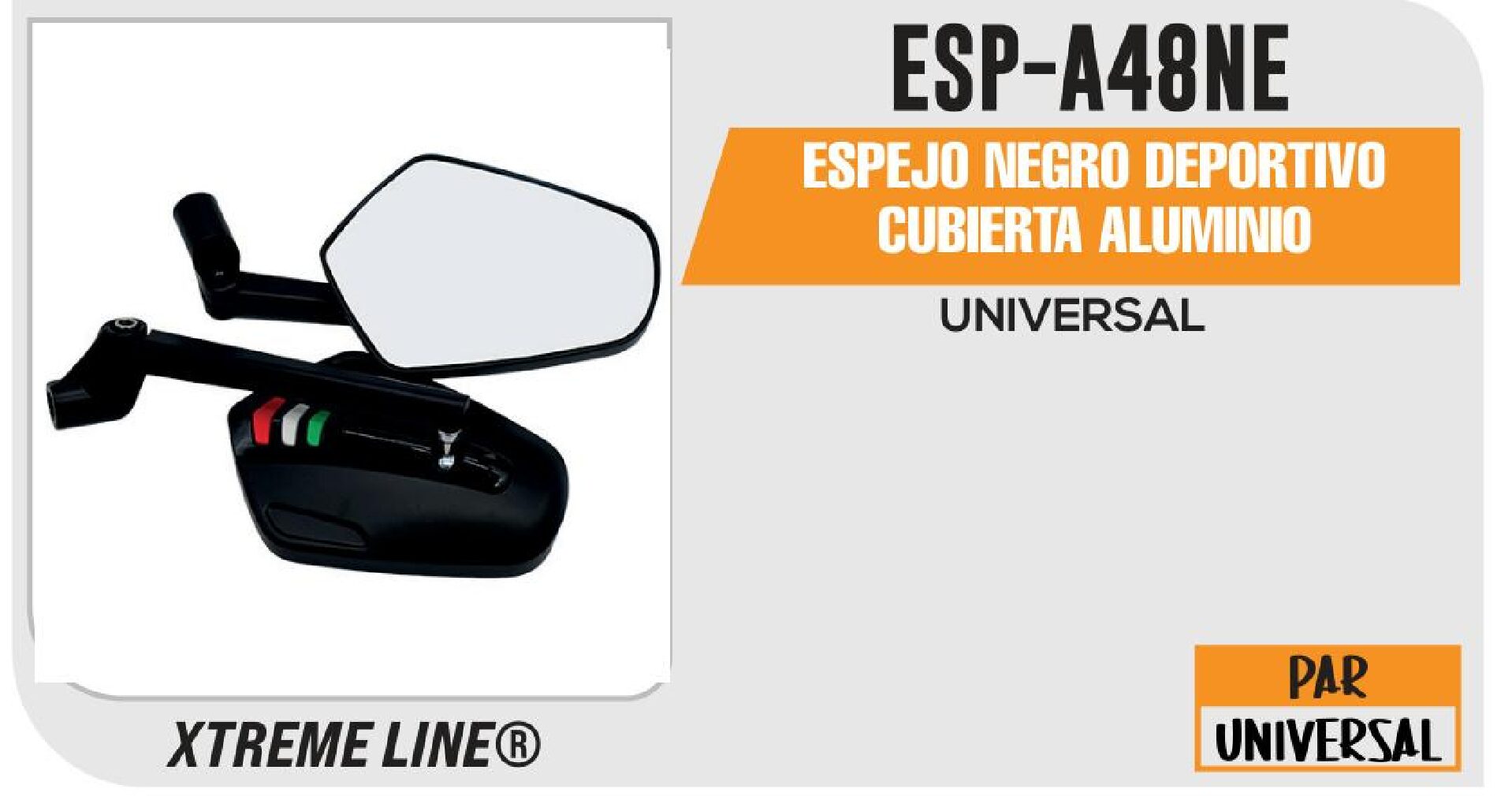 ESPEJO NEGRO DEPORTIVO CUBIERTA ALUMINIO / ESP-A48NE