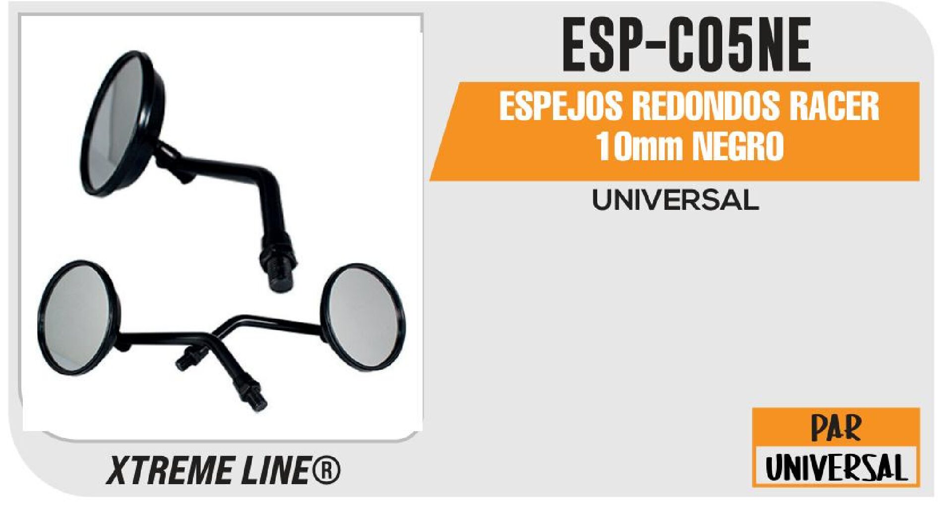 ESP-C05NE ESPEJOS REDONDOS RACER 10MM NEGRO / ESP-C05NE