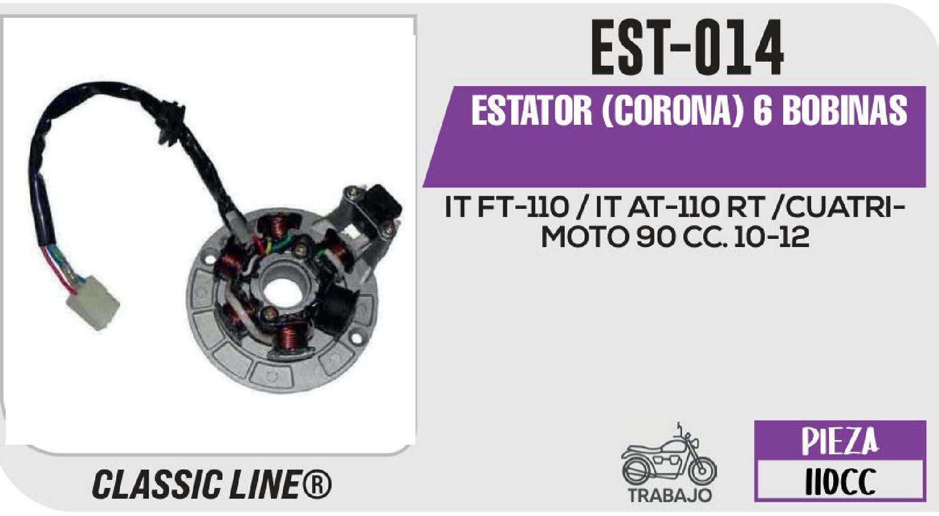 EST-014 ESTATOR (CORONA) 6 BOBINAS / EST-014