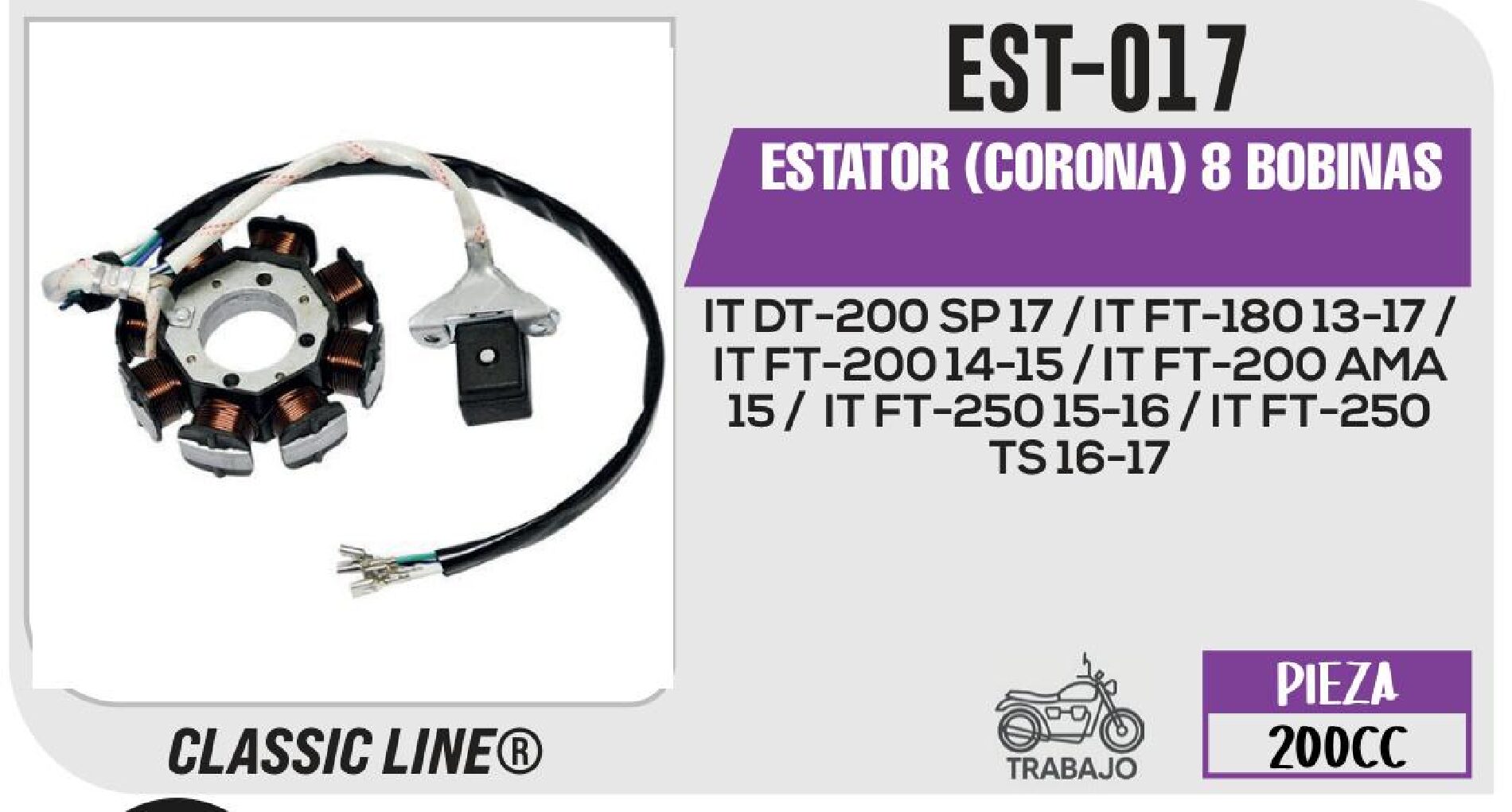 EST-017 ESTATOR (CORONA) 8 BOBINAS / EST-017