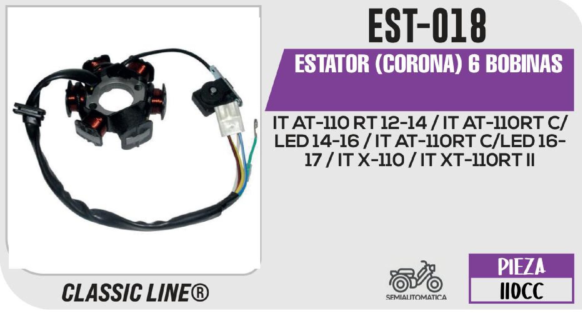 EST-018 ESTATOR (CORONA) 6 BOBINAS / EST-018
