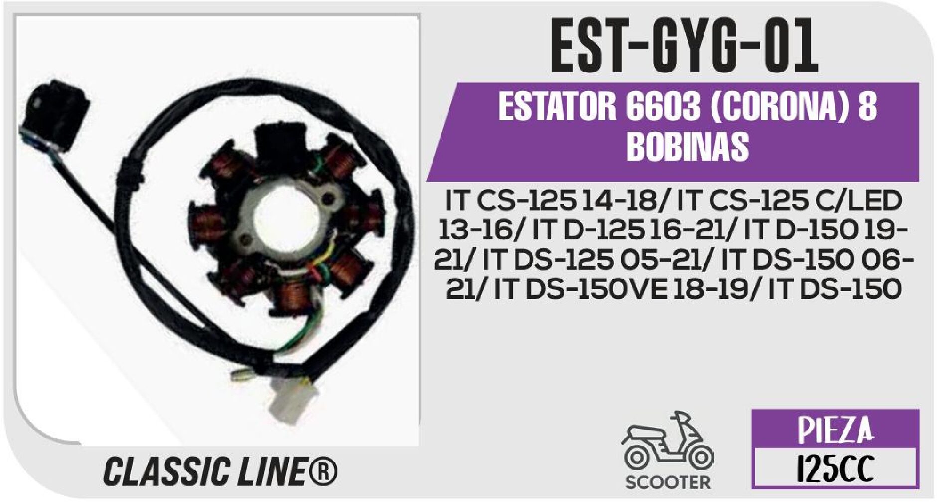 EST-GYG-01 ESTATOR 6603 (CORONA) 8 BOBINAS / EST-GYG-01