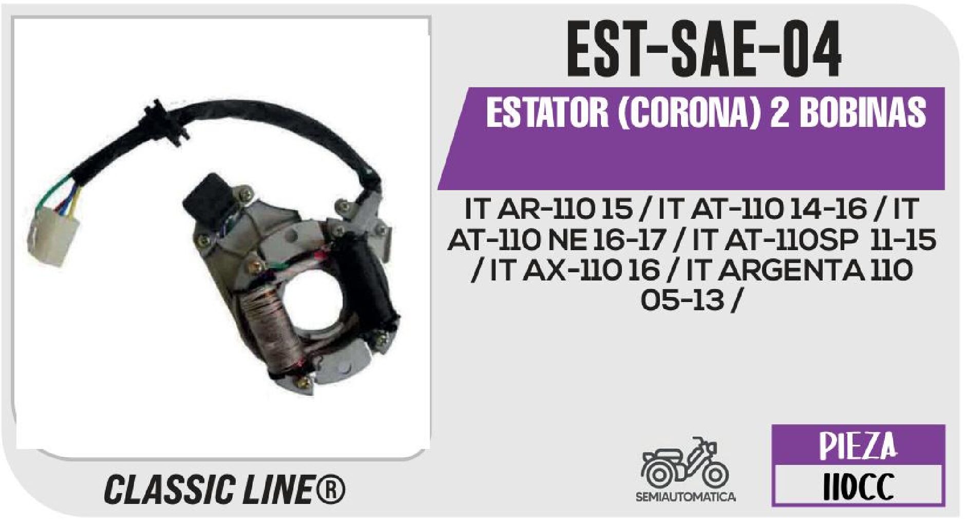 EST-SAE-04 ESTATOR (CORONA) 2 BOBINAS / EST-SAE-04
