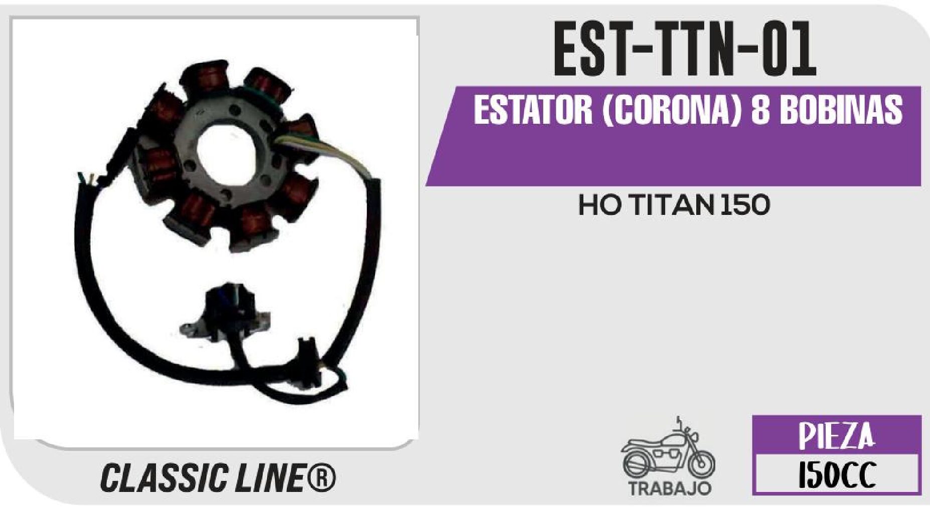 EST-TTN-01 ESTATOR (CORONA) 8 BOBINAS / EST-TTN-01