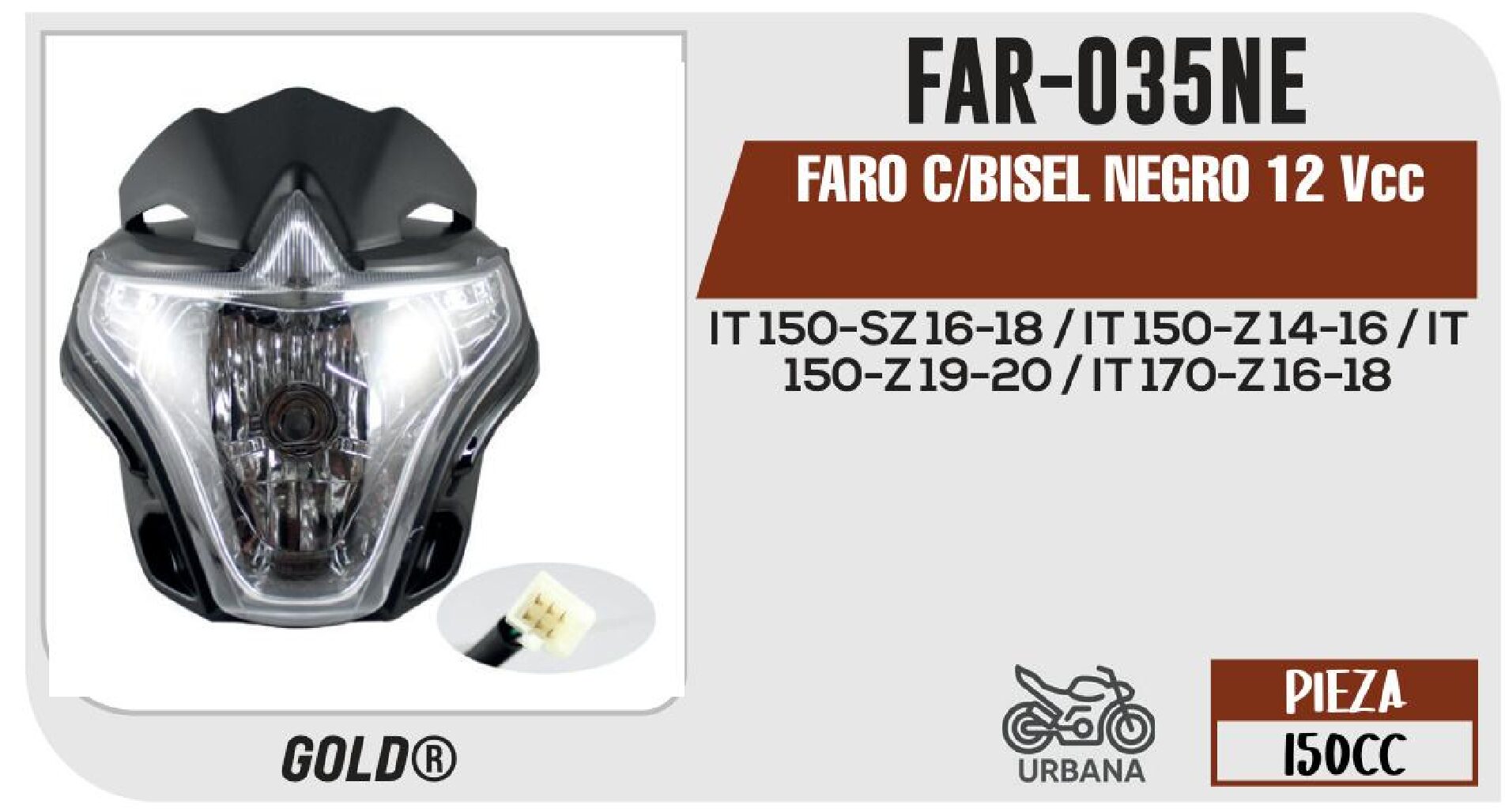 FARO C/BISEL NEGRO 12 Vcc / FAR-035NE