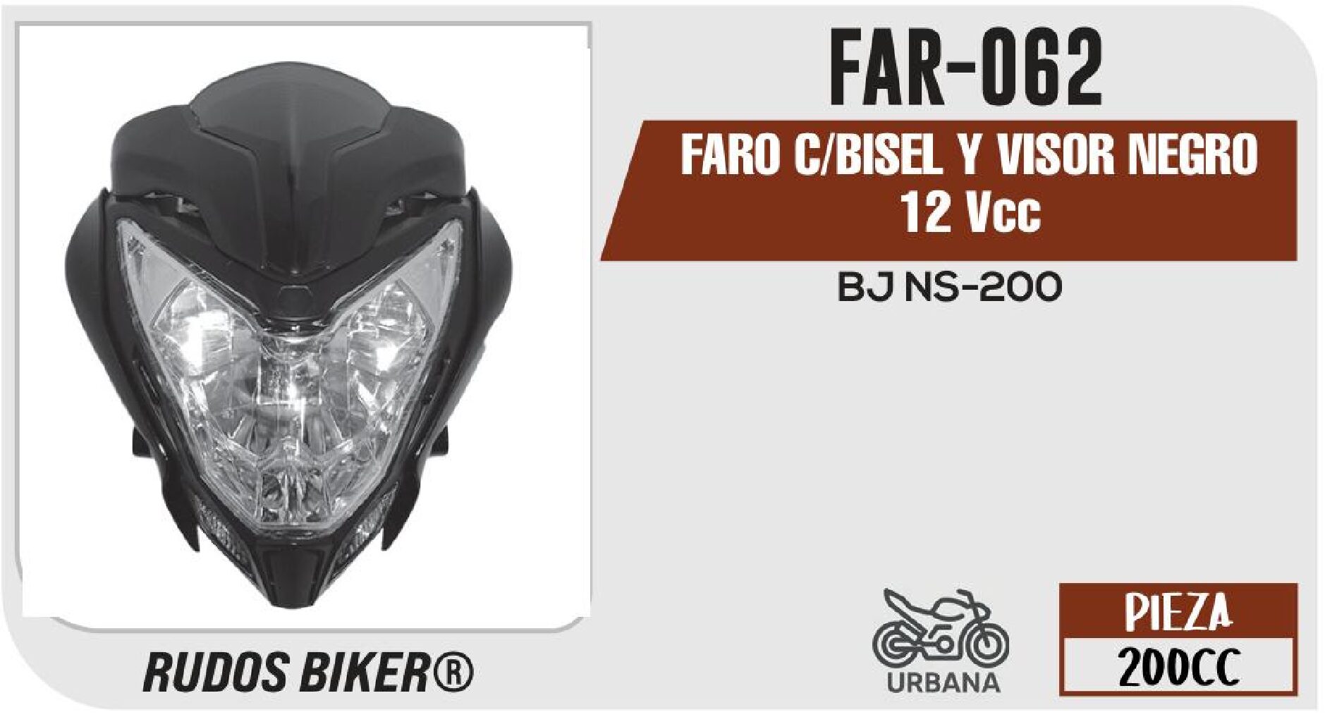 FARO C/BISEL Y VISOR NEGRO 12 Vcc / FAR-062