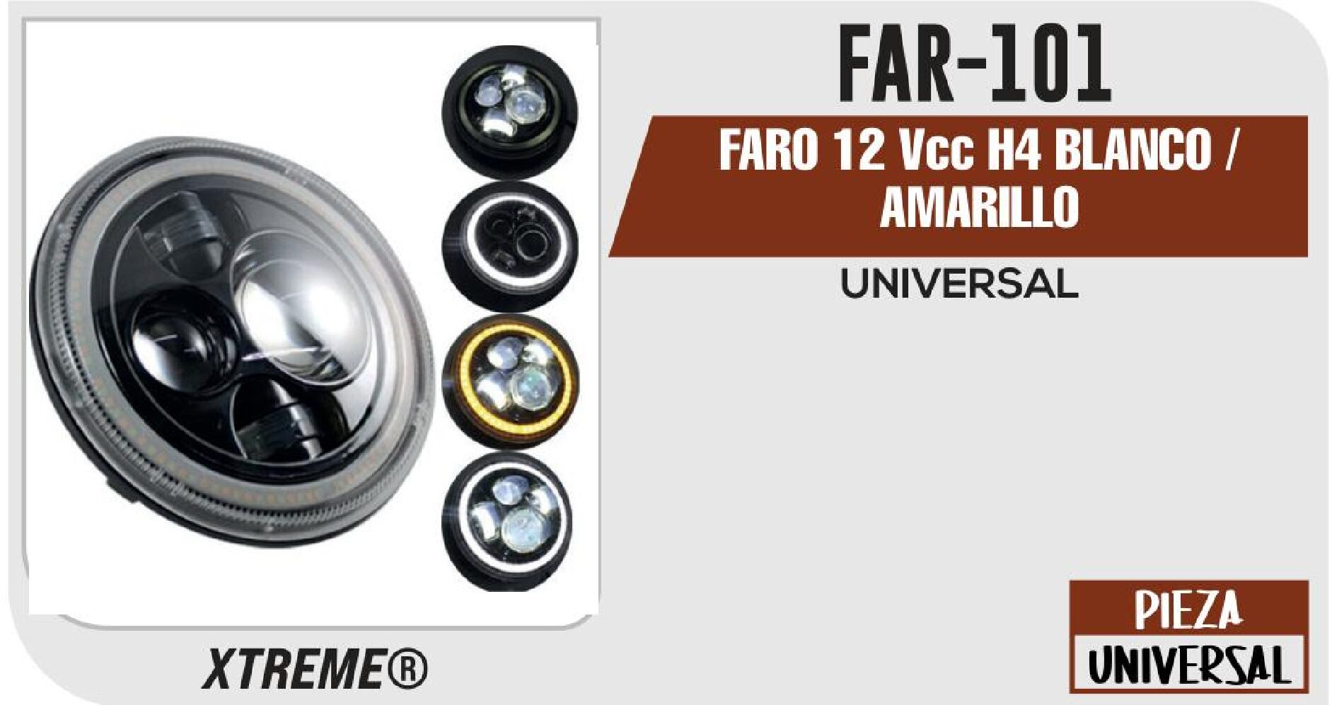 TOP - FARO 12 Vcc H4 BLANCO / AMARILLO / FAR-101