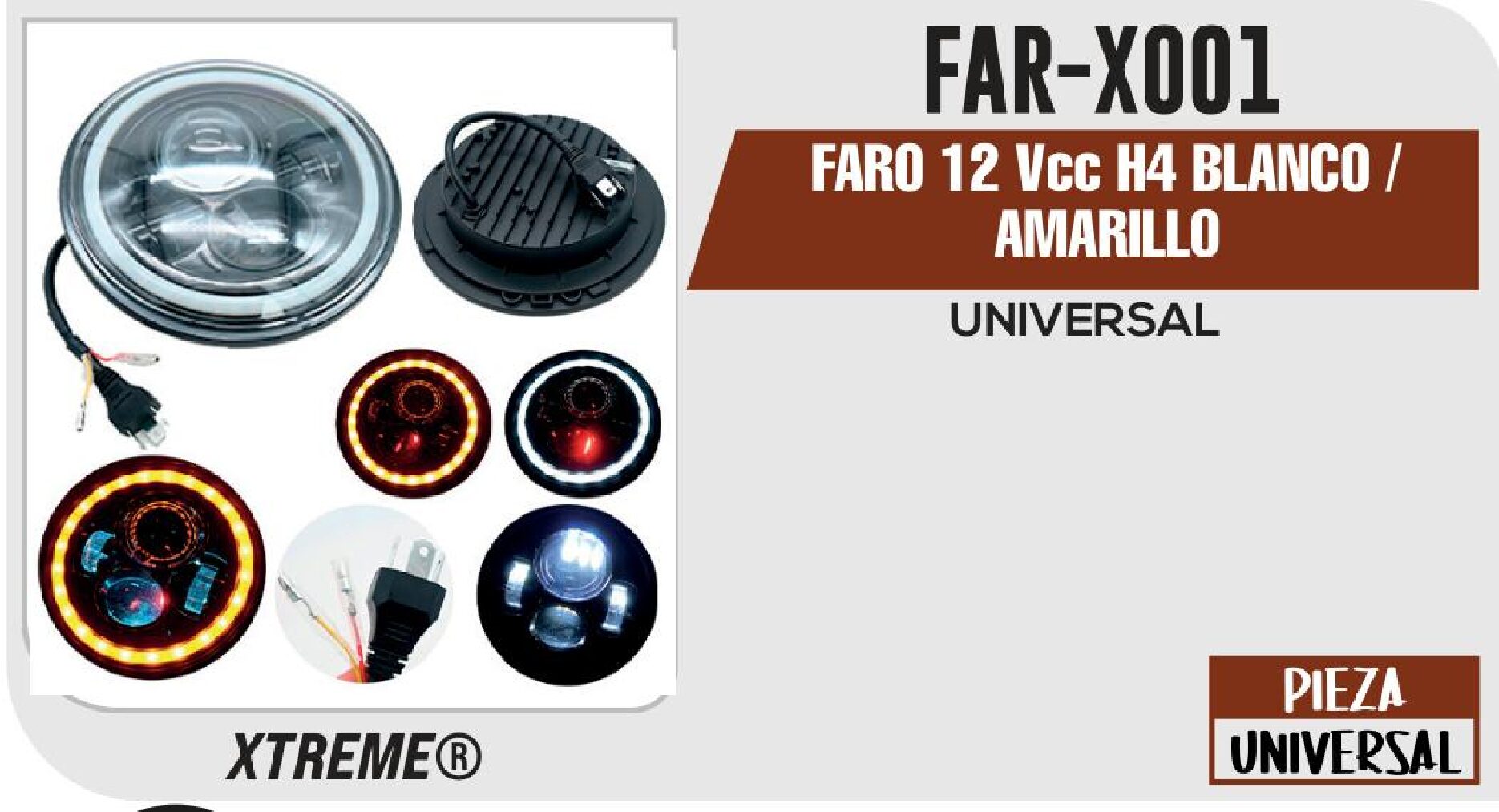 FIN - FARO 12 VCC H4 BLANCO / AMARILLO / FAR-X001