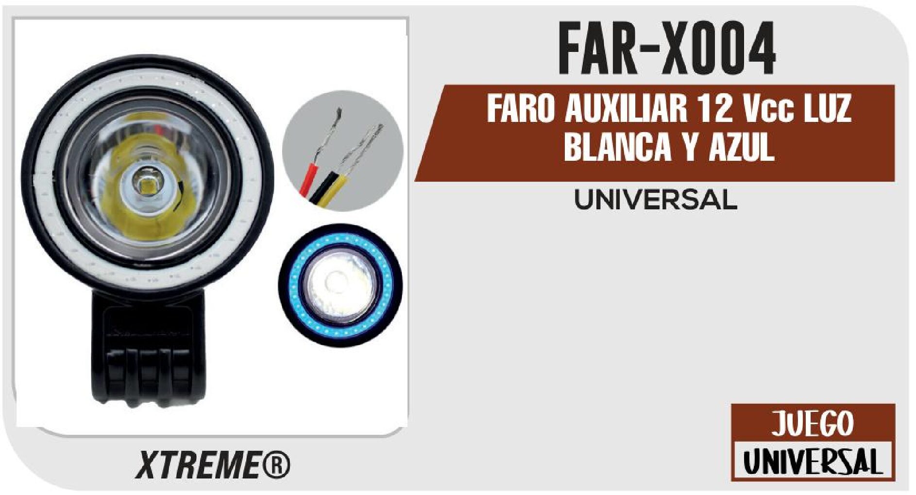 FARO AUXILIAR 12 VCC LUZ BLANCA Y AZUL / FAR-X004