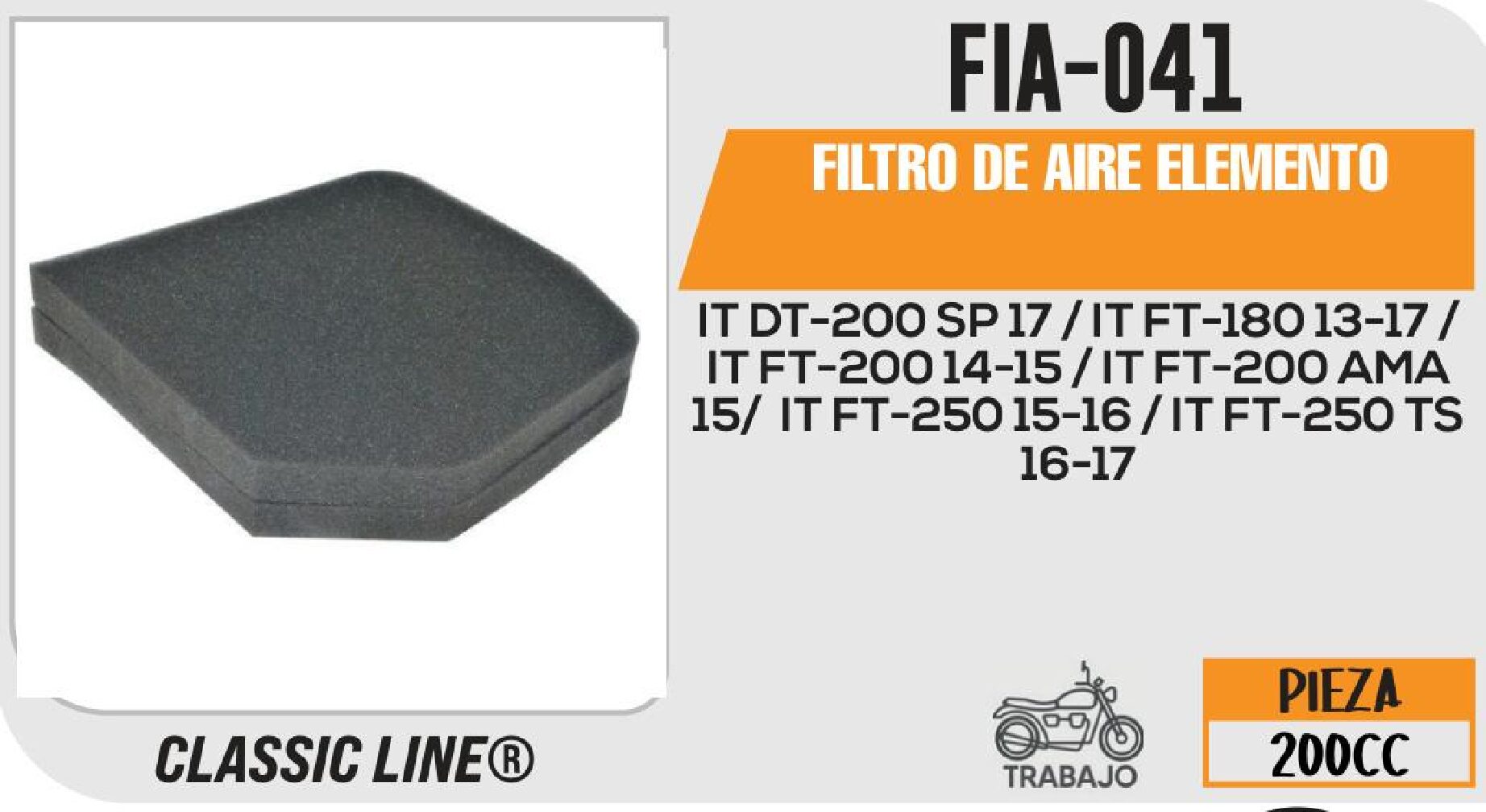 FIA-041 FILTRO DE AIRE ELEMENTO / FIA-041