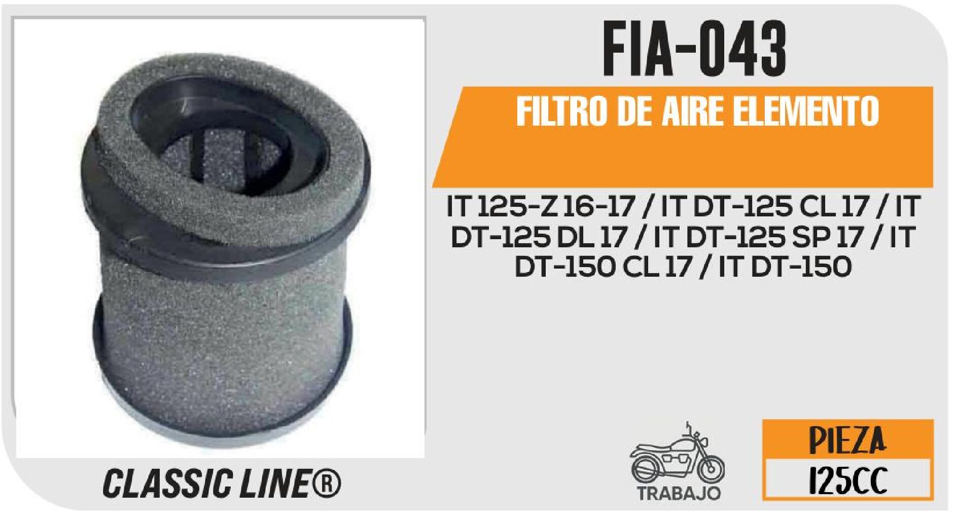 FIA-043 FILTRO DE AIRE ELEMENTO / FIA-043