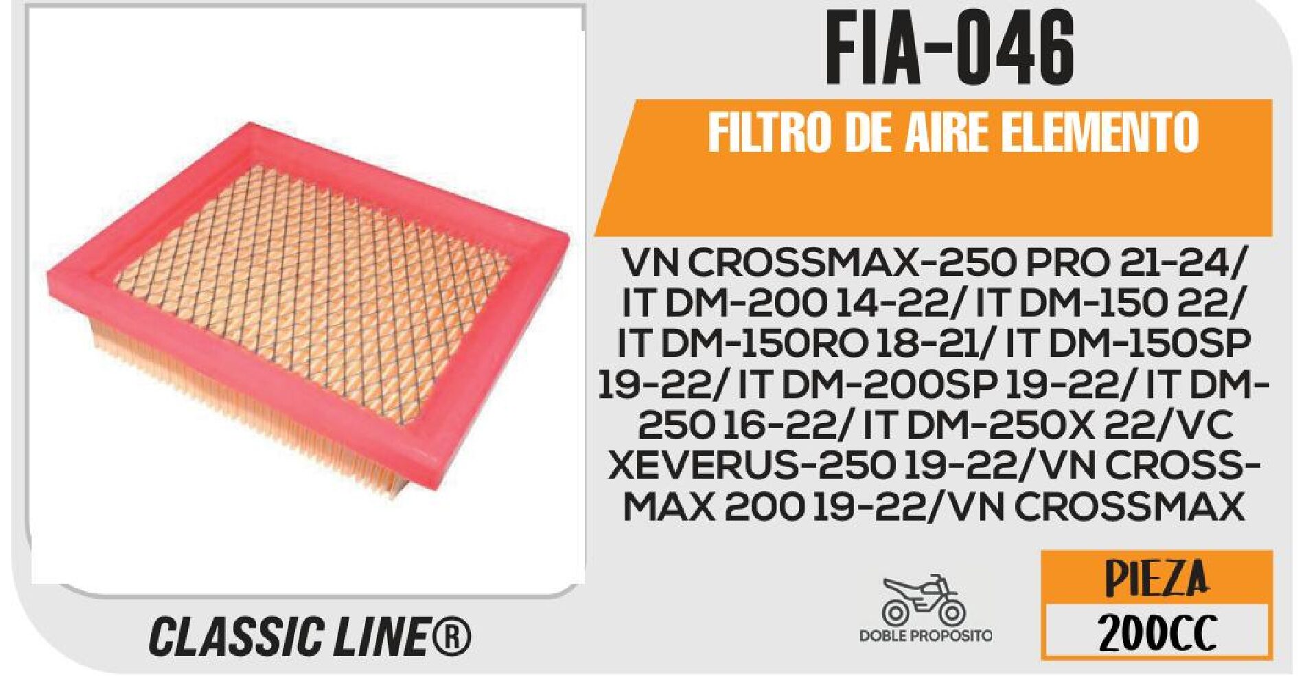 FIA-046 FILTRO DE AIRE ELEMENTO / FIA-046