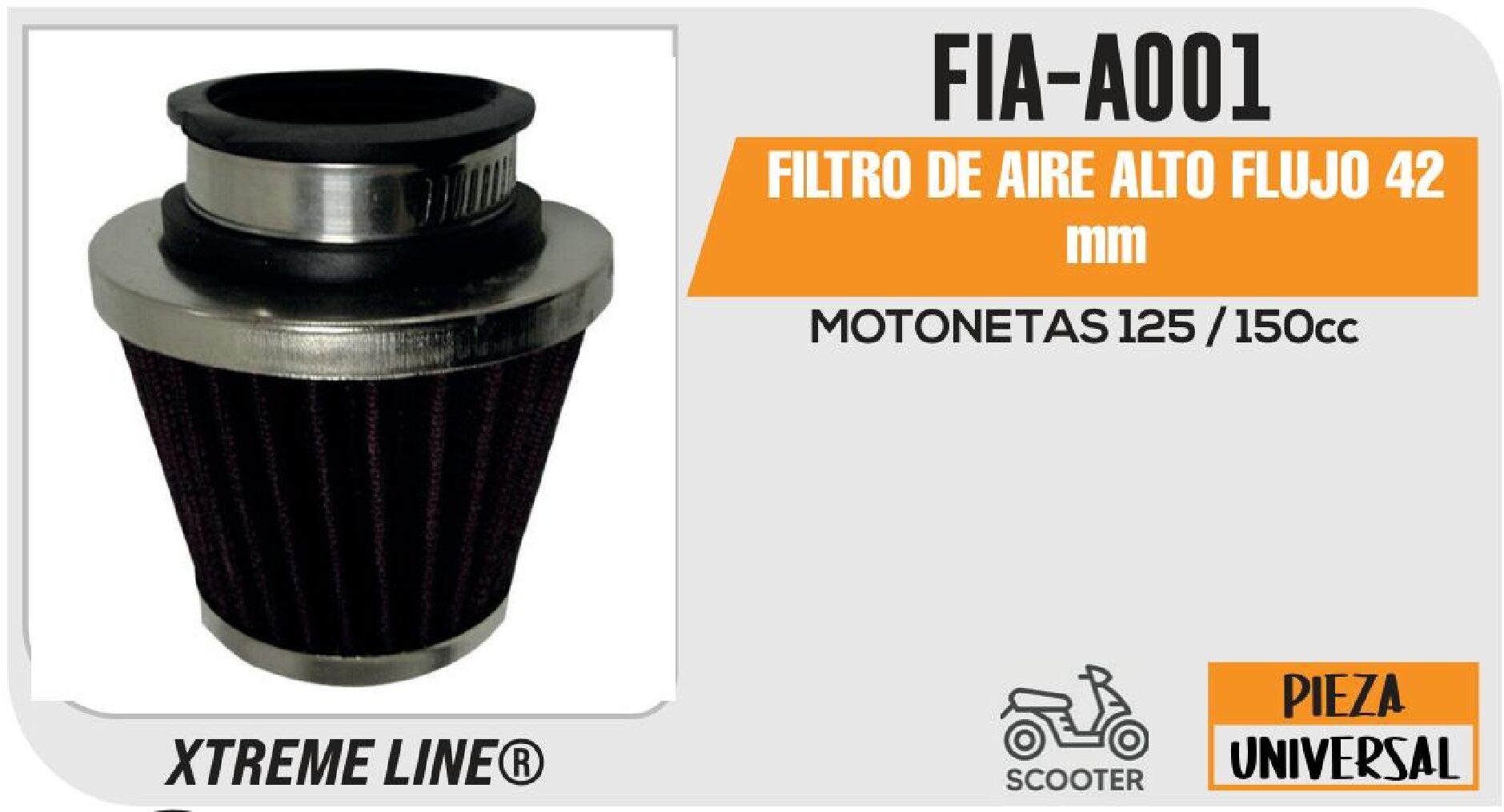 FIA-A001 FILTRO DE AIRE ALTO FLUJO 42 MM / FIA-A001