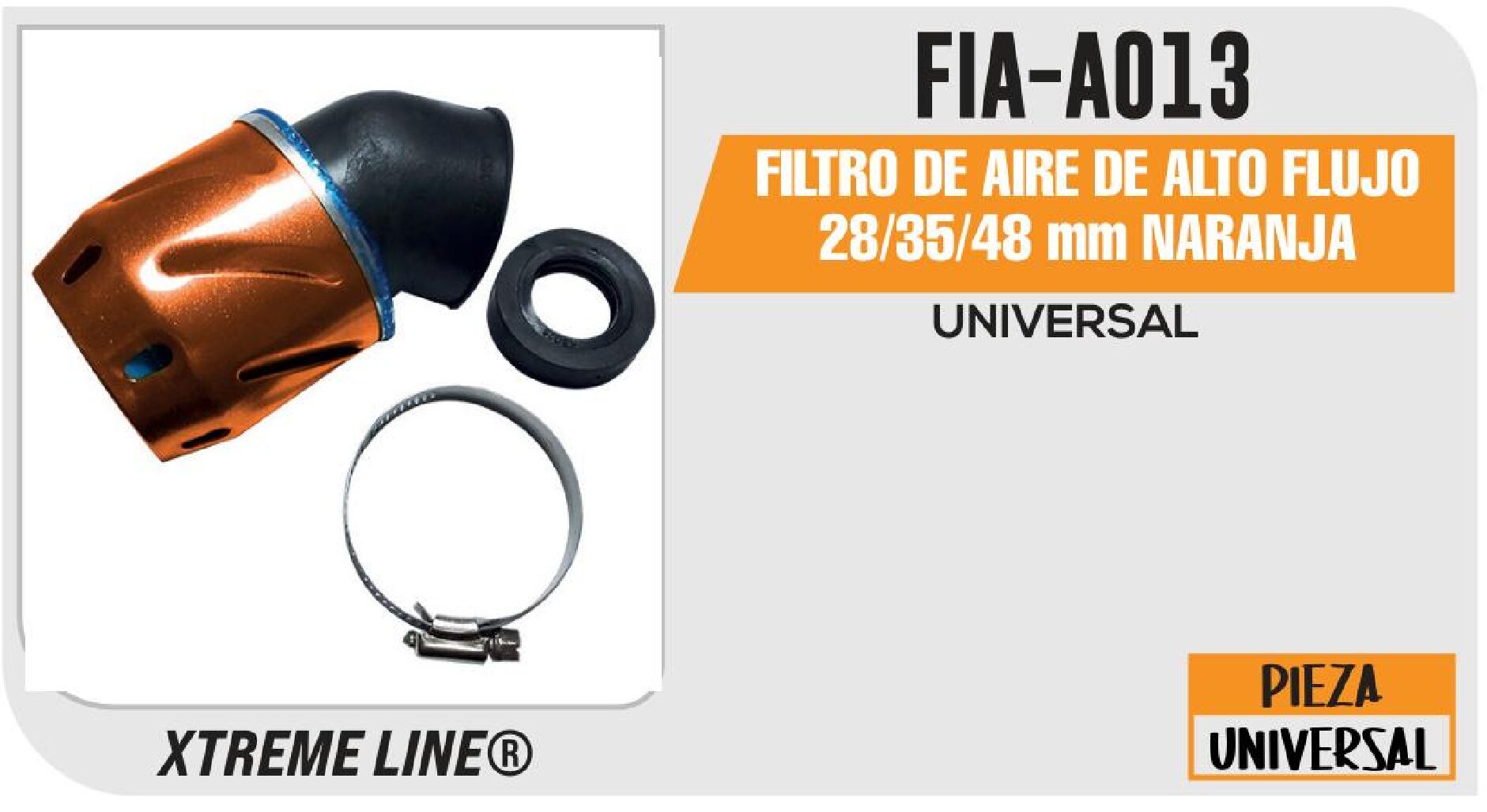 FIA-A013 FILTRO DE AIRE DE ALTO FLUJO 28/35/48 MM NARANJA / FIA-A013