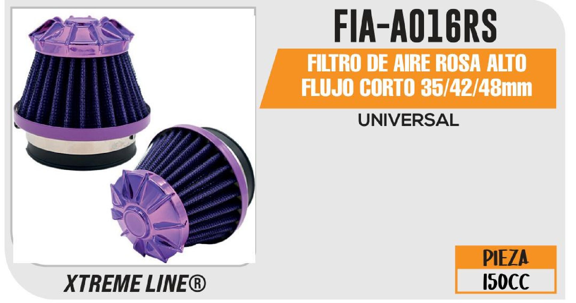 FILTRO DE AIRE ROSA ALTO FLUJO CORTO 35/42/48mm / FIA-A016RS