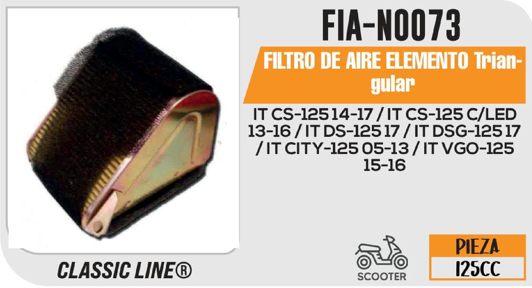 FILTRO DE AIRE ELEMENTO Triangular / FIA-NO073