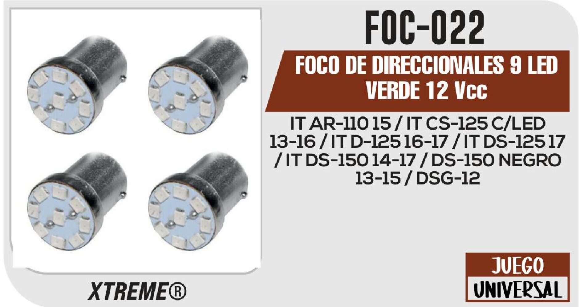 FOCO DE DIRECCIONALES 9 LED VERDE 12Vcc / FOC-022