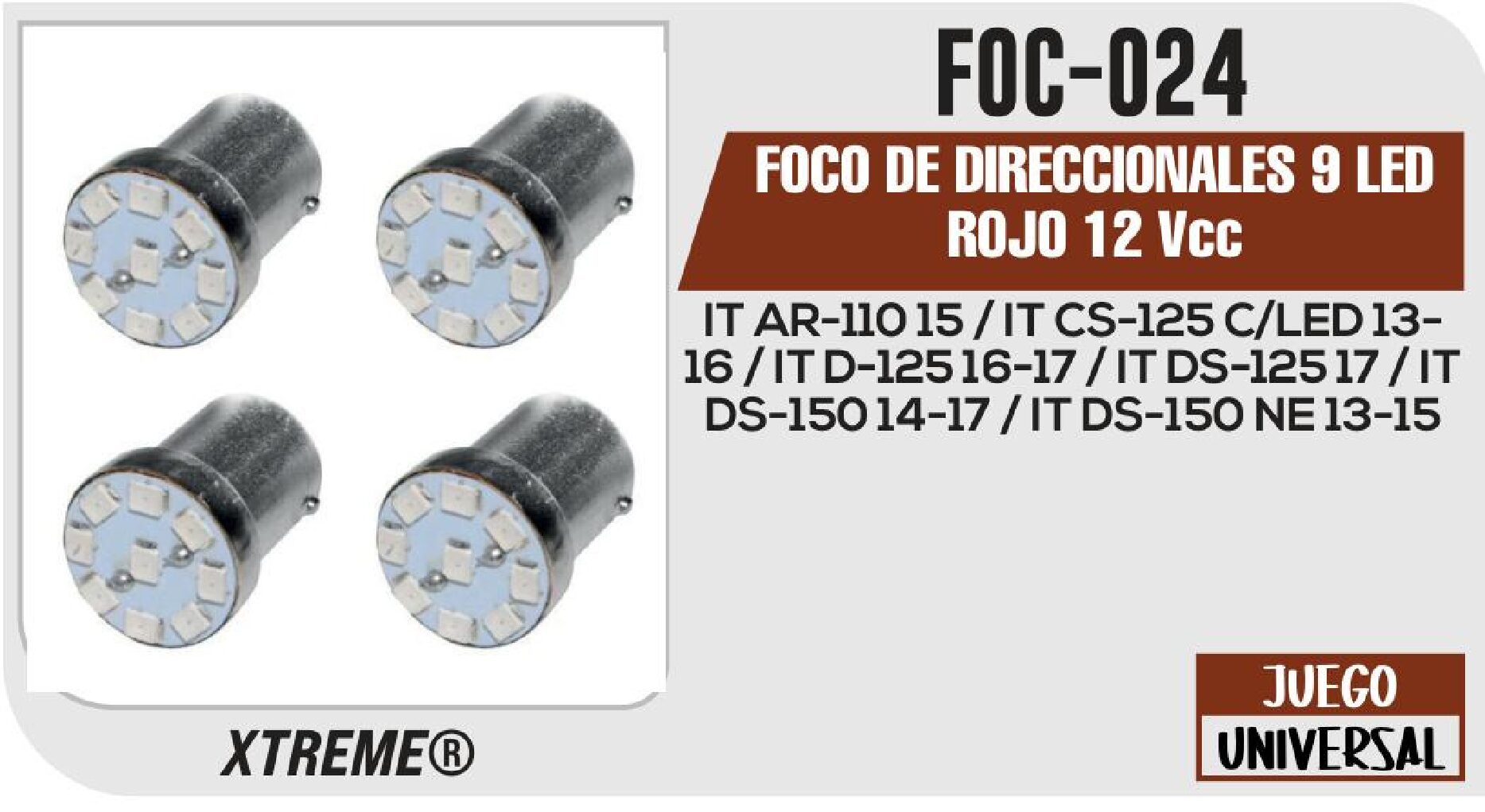 FOCO DE DIRECCIONALES 9 LED ROJO 12 Vcc / FOC-024