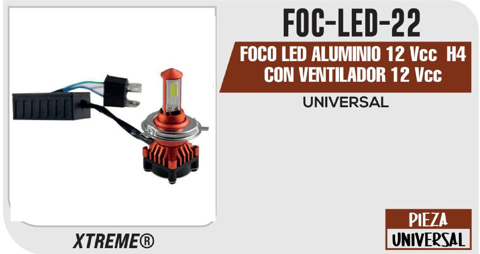 FOCO LED ALUMINIO H4 CON VENTILADOR 12 VCC / FOC-LED-22