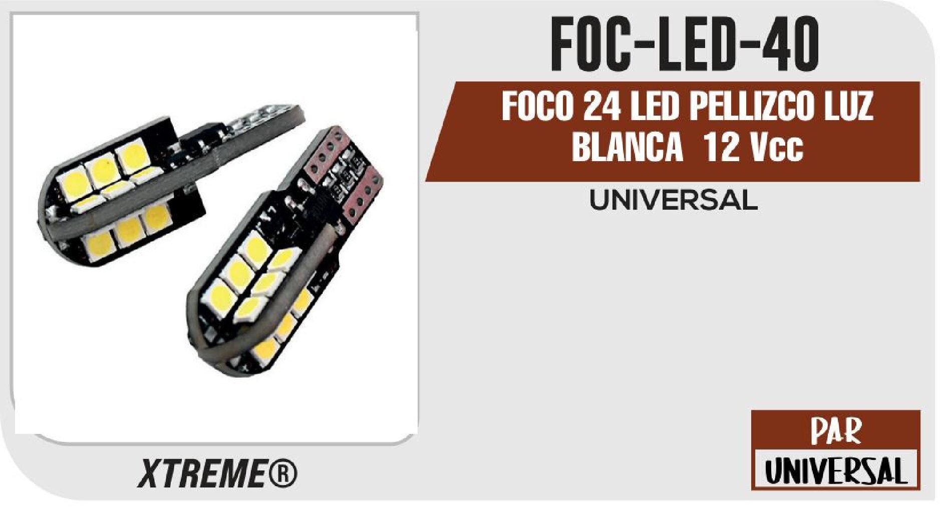 FOCO 24 LED PELLIZCO LUZ BLANCA 12 VCC / FOC-LED-40