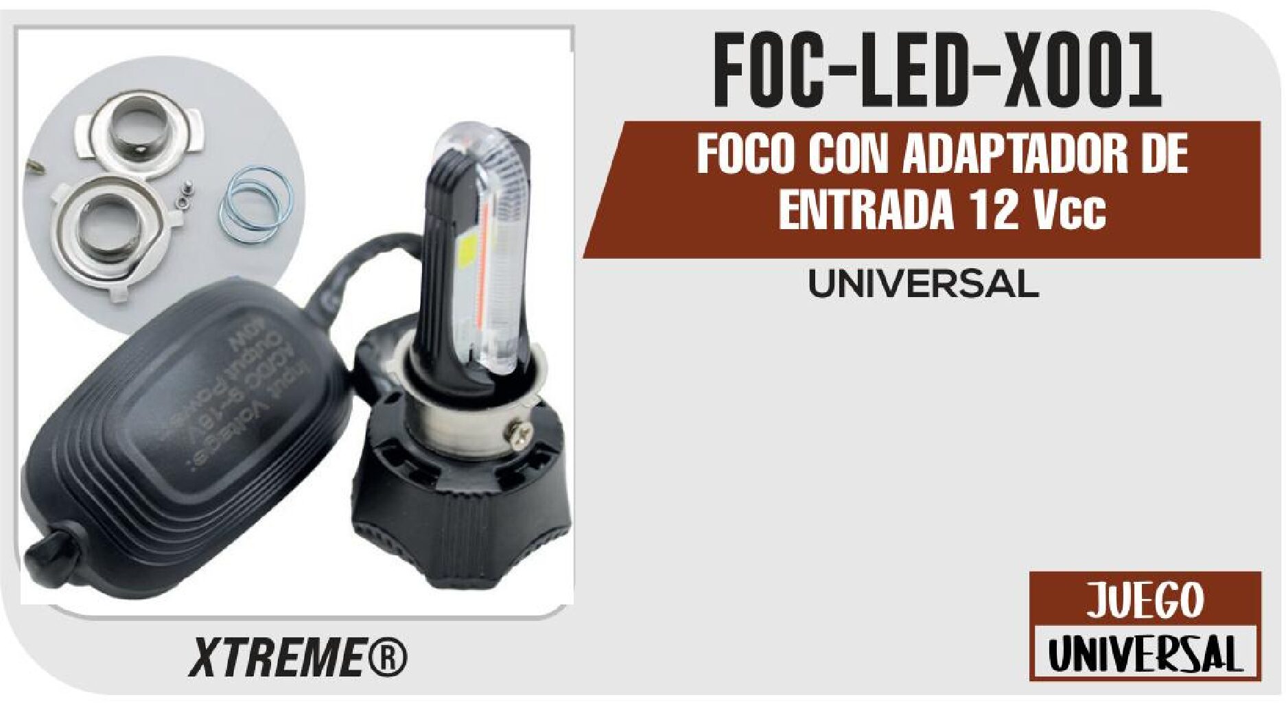 FOCO CON ADAPTADOR DE ENTRADA 12 VCC / FOC-LED-X001
